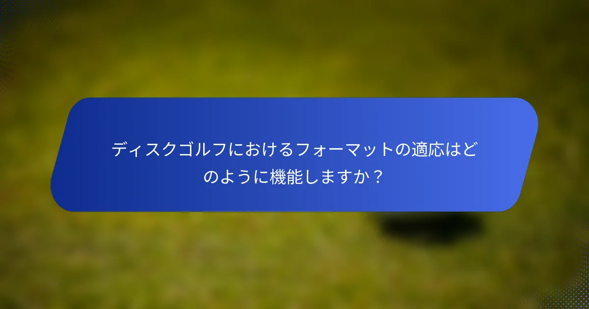 ディスクゴルフにおけるフォーマットの適応はどのように機能しますか？