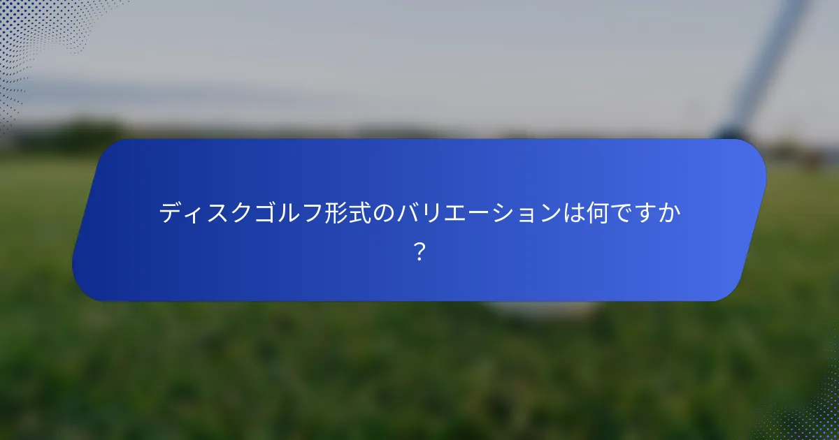 ディスクゴルフ形式のバリエーションは何ですか？