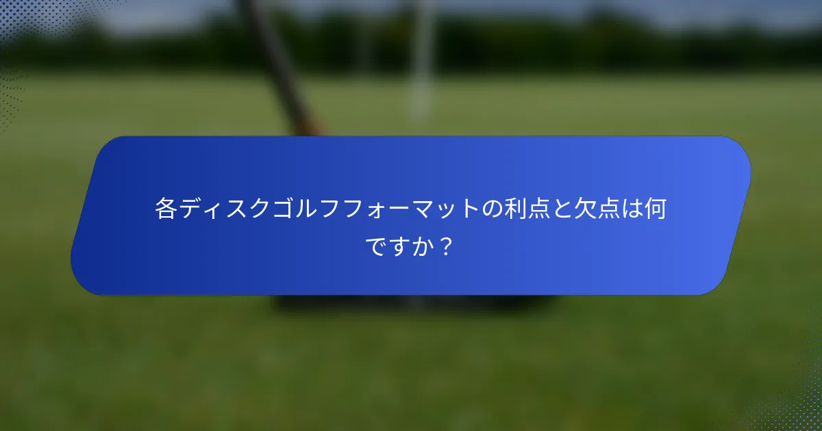 各ディスクゴルフフォーマットの利点と欠点は何ですか？