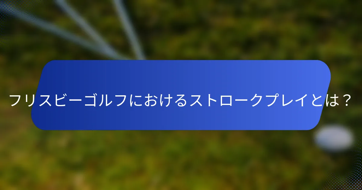フリスビーゴルフにおけるストロークプレイとは？