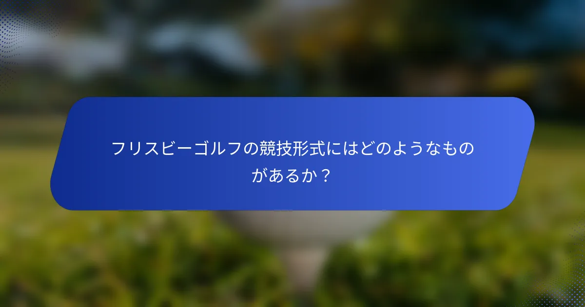 フリスビーゴルフの競技形式にはどのようなものがあるか？