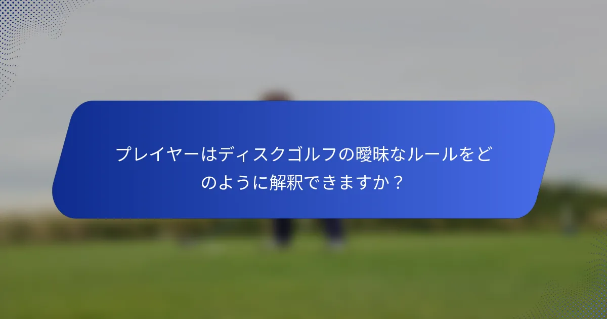 プレイヤーはディスクゴルフの曖昧なルールをどのように解釈できますか？
